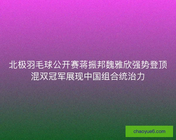 北极羽毛球公开赛蒋振邦魏雅欣强势登顶混双冠军展现中国组合统治力